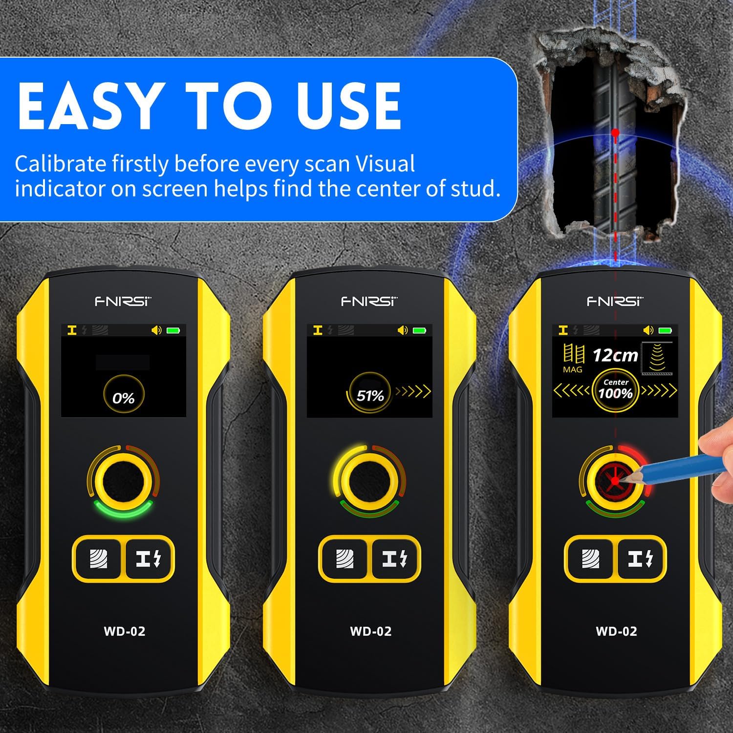 🔥🔍 Stud Finder Wall Scanner with TFT Display | FNIRSI WD-02 Upgrade⚡7-in-1 HPC Chip Detection🌟Wood/Metal/AC Wire Locator【Pro Accuracy + Center/Edge Guide】 🔥🔍 Stud Finder Wall Scanner with TFT Display | FNIRSI WD-02 Upgrade⚡7-in-1 HPC Chip Detection🌟Wood/Metal/AC Wire Locator【Pro Accuracy + Center/Edge Guide】